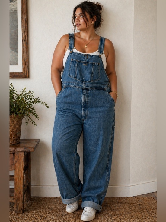 Vintage Pants - Vintage Roughshod Denim Overalls Size 46 Blue Carpenter Workwear Baggy 90s